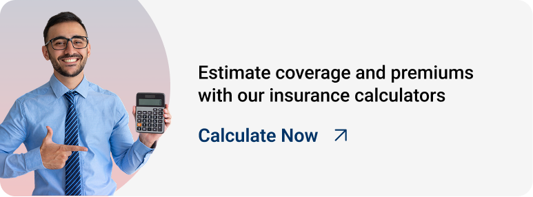 Kotak Life banner promoting insurance calculators to estimate coverage and premiums.