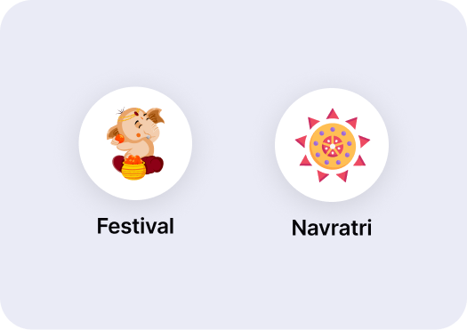 SpicePay festive payment interface featuring Festival and Navratri categories with themed illustrations