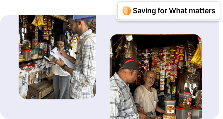 SpicePay user research at local retail shops, observing merchants and customers to understand financial habits and savings needs
